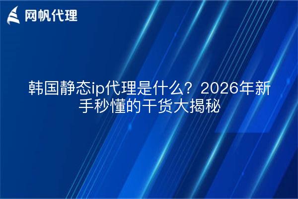 韩国静态ip代理是什么?2026年新手秒懂的干货大揭秘