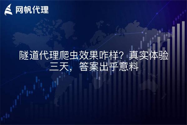 隧道代理爬虫效果咋样？真实体验三天，答案出乎意料