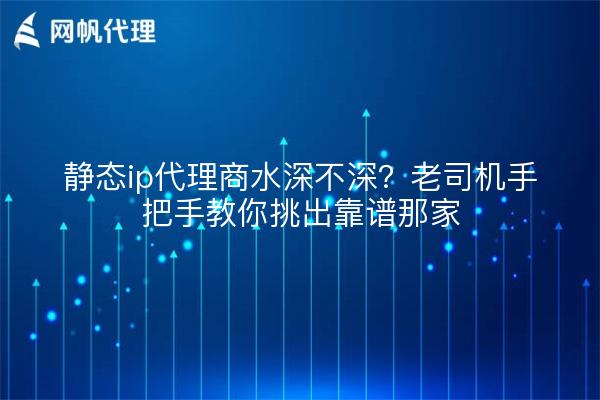 静态ip代理商水深不深？老司机手把手教你挑出靠谱那家