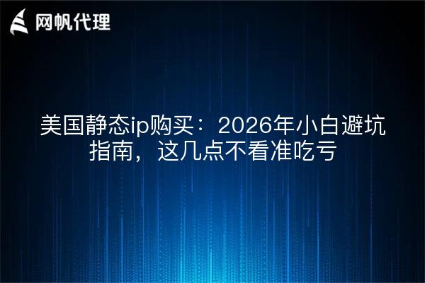 美国静态ip购买：2026年小白避坑指南，这几点不看准吃亏