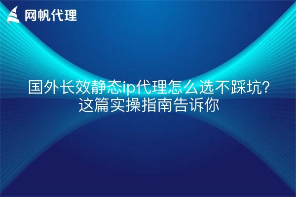 国外长效静态ip代理怎么选不踩坑？这篇实操指南告诉你