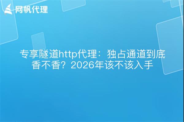 专享隧道http代理：独占通道到底香不香？2026年该不该入手