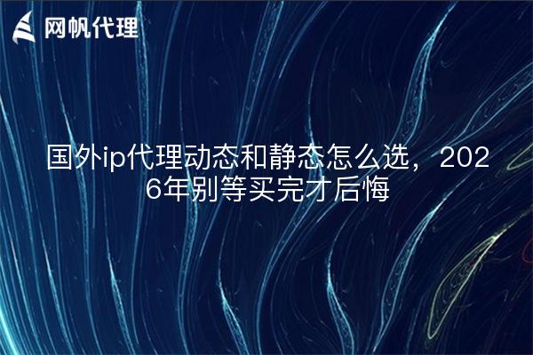 国外ip代理动态和静态怎么选,2026年别等买完才后悔
