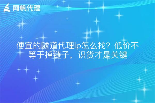便宜的隧道代理ip怎么找？低价不等于掉链子，识货才是关键