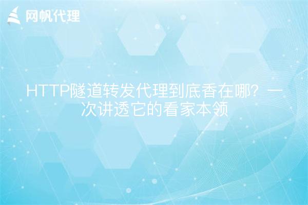HTTP隧道转发代理到底香在哪？一次讲透它的看家本领
