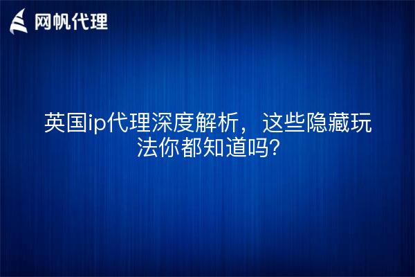 英国ip代理深度解析，这些隐藏玩法你都知道吗？