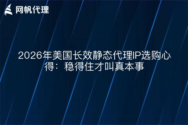2026年美国长效静态代理IP选购心得：稳得住才叫真本事