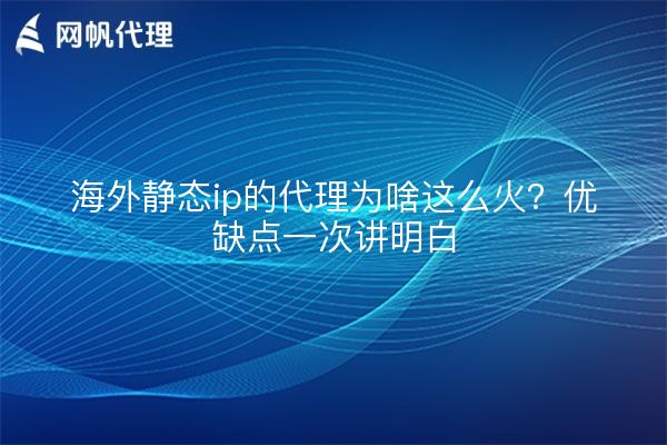 海外静态ip的代理为啥这么火?优缺点一次讲明白