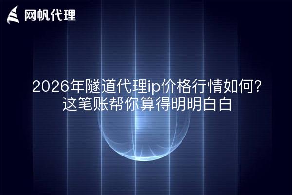 2026年隧道代理ip价格行情如何?这笔账帮你算得明明白白