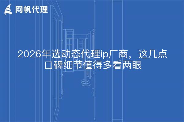 2026年选动态代理ip厂商,这几点口碑细节值得多看两眼