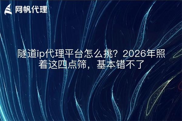 隧道ip代理平台怎么挑？2026年照着这四点筛，基本错不了