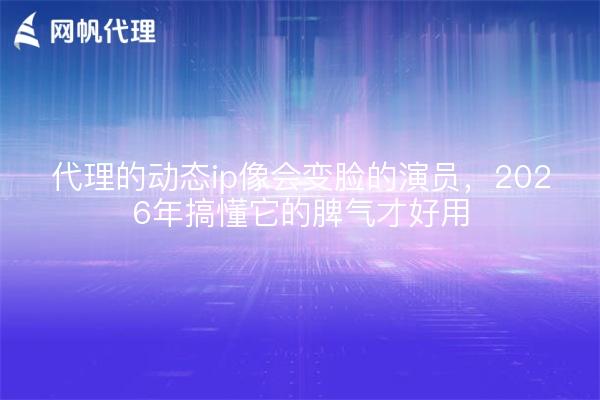 代理的动态ip像会变脸的演员，2026年搞懂它的脾气才好用