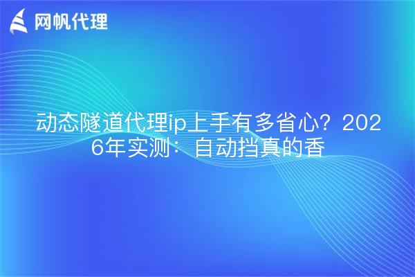 动态隧道代理ip上手有多省心？2026年实测：自动挡真的香