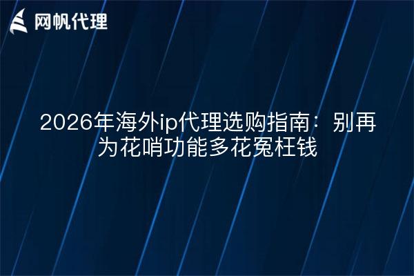 2026年海外ip代理选购指南:别再为花哨功能多花冤枉钱