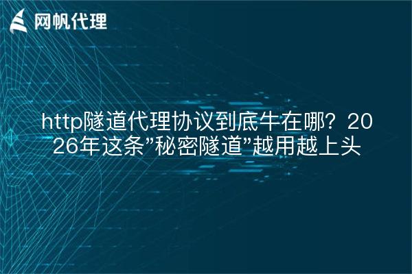 http隧道代理协议到底牛在哪？2026年这条"秘密隧道"越用越上头