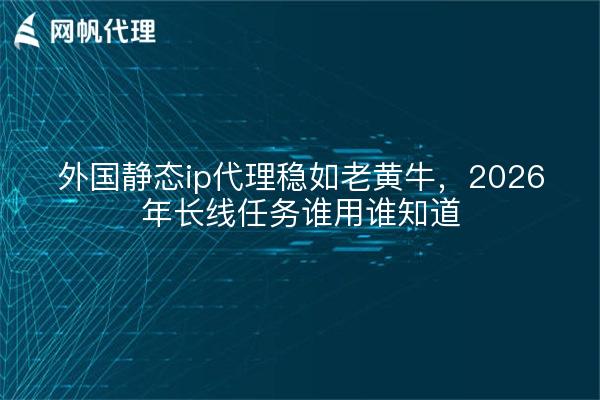 外国静态ip代理稳如老黄牛，2026年长线任务谁用谁知道