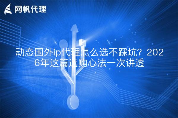 动态国外ip代理怎么选不踩坑?2026年这篇选购心法一次讲透