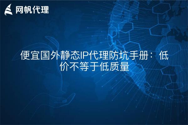 便宜国外静态IP代理防坑手册:低价不等于低质量