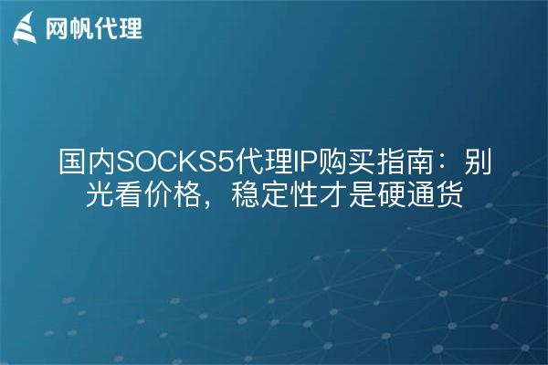 国内SOCKS5代理IP购买指南：别光看价格，稳定性才是硬通货