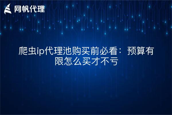 爬虫ip代理池购买前必看:预算有限怎么买才不亏