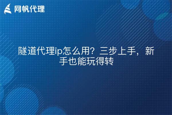 隧道代理ip怎么用？三步上手，新手也能玩得转