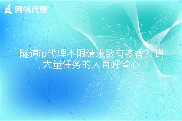 隧道ip代理不限请求数有多香?跑大量任务的人直呼省心