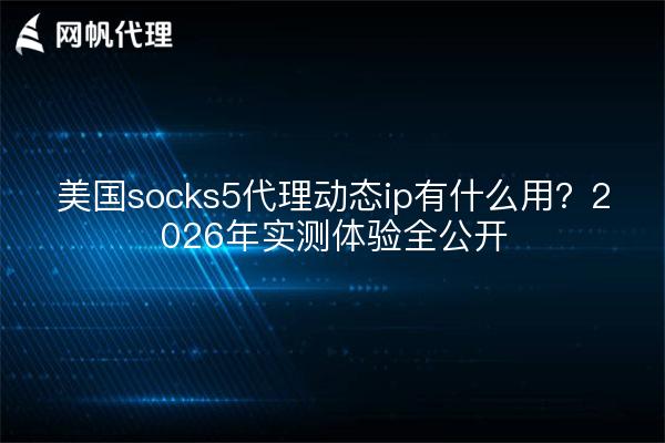 美国socks5代理动态ip有什么用？2026年实测体验全公开