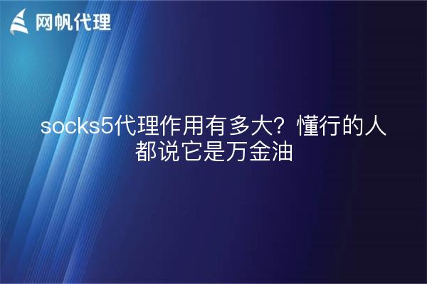 socks5代理作用有多大?懂行的人都说它是万金油