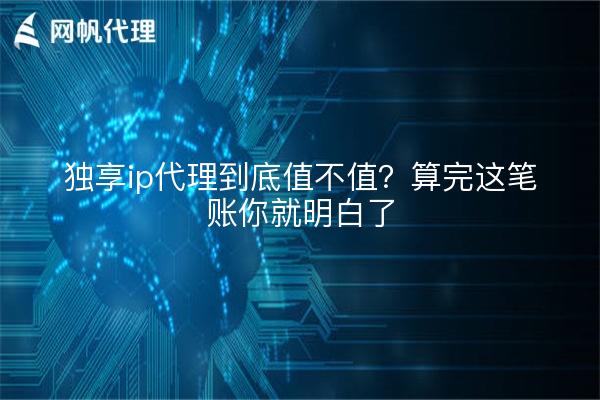 独享ip代理到底值不值?算完这笔账你就明白了
