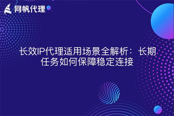 长效IP代理适用场景全解析:长期任务如何保障稳定连接
