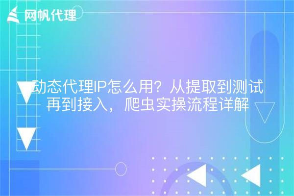 动态代理IP怎么用？从提取到测试再到接入，爬虫实操流程详解