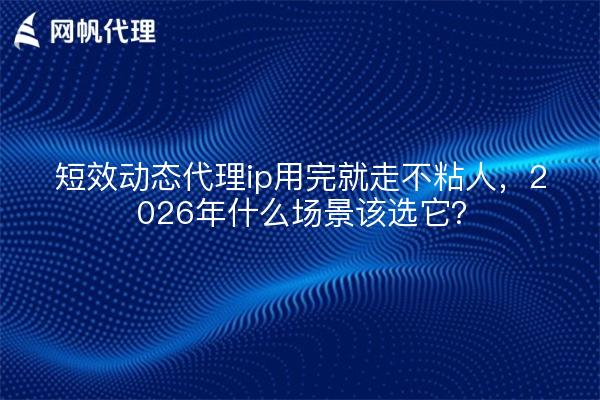 短效动态代理ip用完就走不粘人，2026年什么场景该选它？