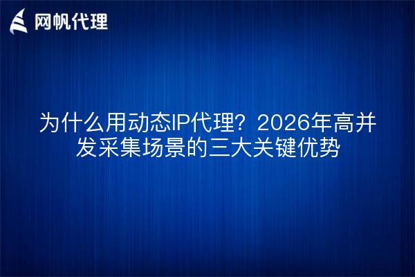 为什么用动态IP代理？2026年高并发采集场景的三大关键优势