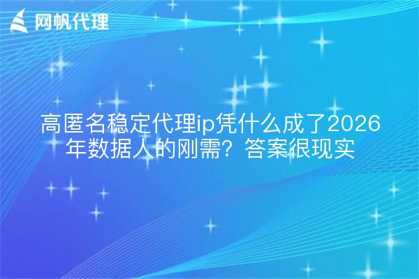 高匿名稳定代理ip凭什么成了2026年数据人的刚需?答案很现实