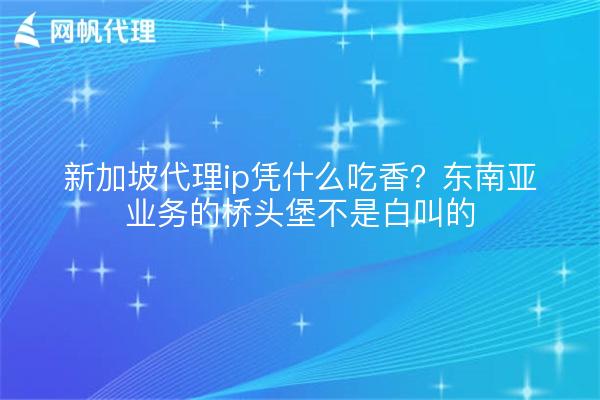 新加坡代理ip凭什么吃香?东南亚业务的桥头堡不是白叫的