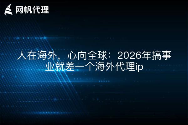 人在海外，心向全球：2026年搞事业就差一个海外代理ip