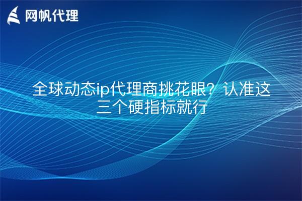 全球动态ip代理商挑花眼？认准这三个硬指标就行