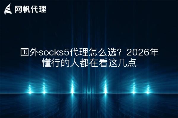 国外socks5代理怎么选?2026年懂行的人都在看这几点