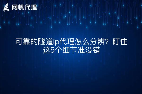 可靠的隧道ip代理怎么分辨?盯住这5个细节准没错