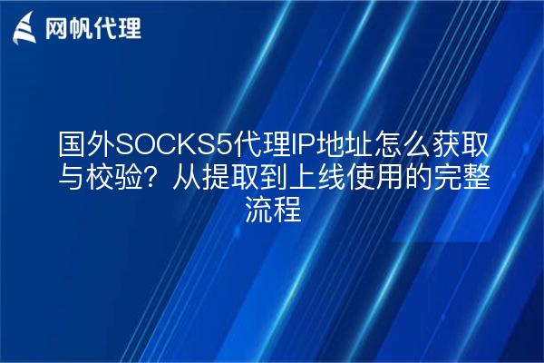 国外SOCKS5代理IP地址怎么获取与校验?从提取到上线使用的完整流程