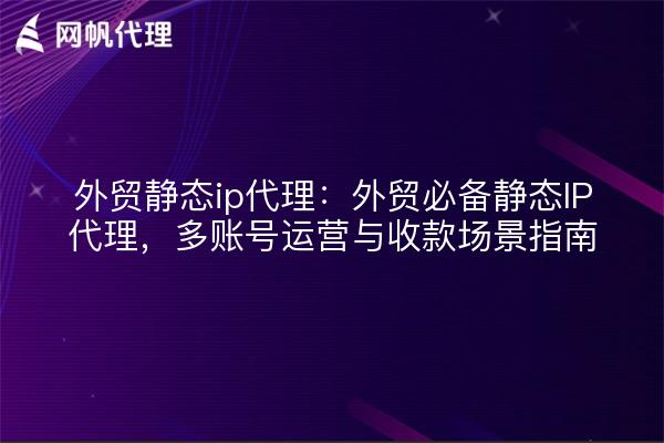 外贸静态ip代理:外贸必备静态IP代理,多账号运营与收款场景指南