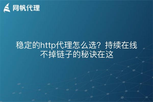 稳定的http代理怎么选？持续在线不掉链子的秘诀在这