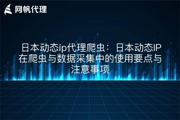 日本动态ip代理爬虫:日本动态IP在爬虫与数据采集中的使用要点与注意事项
