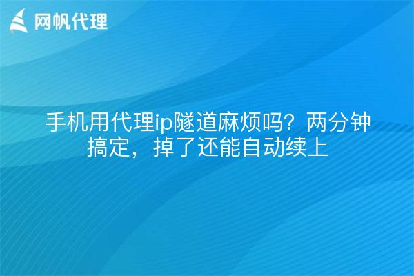 手机用代理ip隧道麻烦吗?两分钟搞定,掉了还能自动续上