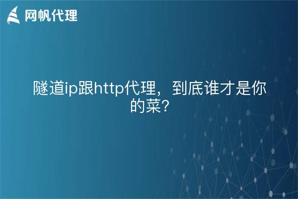 隧道ip跟http代理,到底谁才是你的菜?