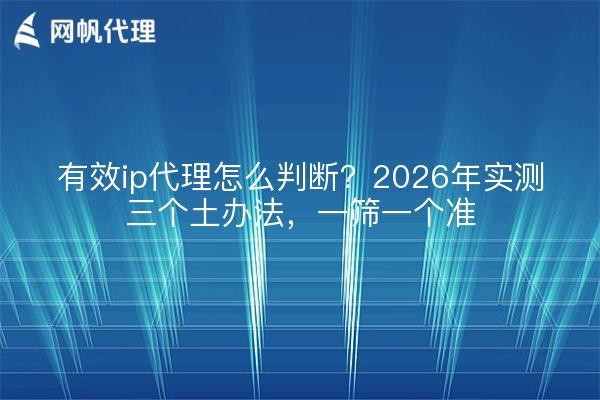 有效ip代理怎么判断？2026年实测三个土办法，一筛一个准
