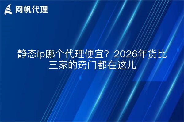 静态ip哪个代理便宜?2026年货比三家的窍门都在这儿