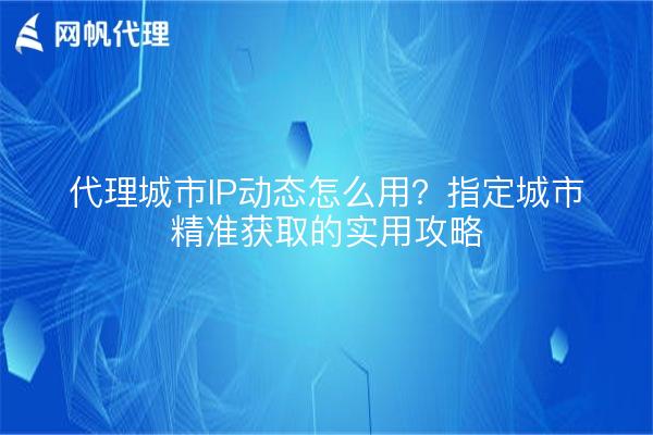 代理城市IP动态怎么用？指定城市精准获取的实用攻略