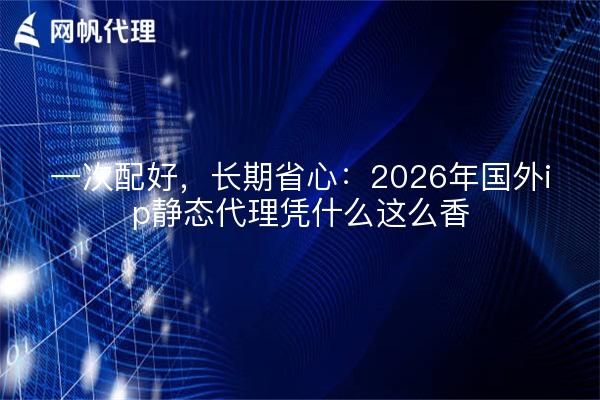 一次配好,长期省心:2026年国外ip静态代理凭什么这么香
