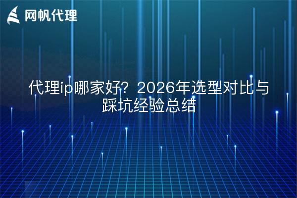 代理ip哪家好?2026年选型对比与踩坑经验总结